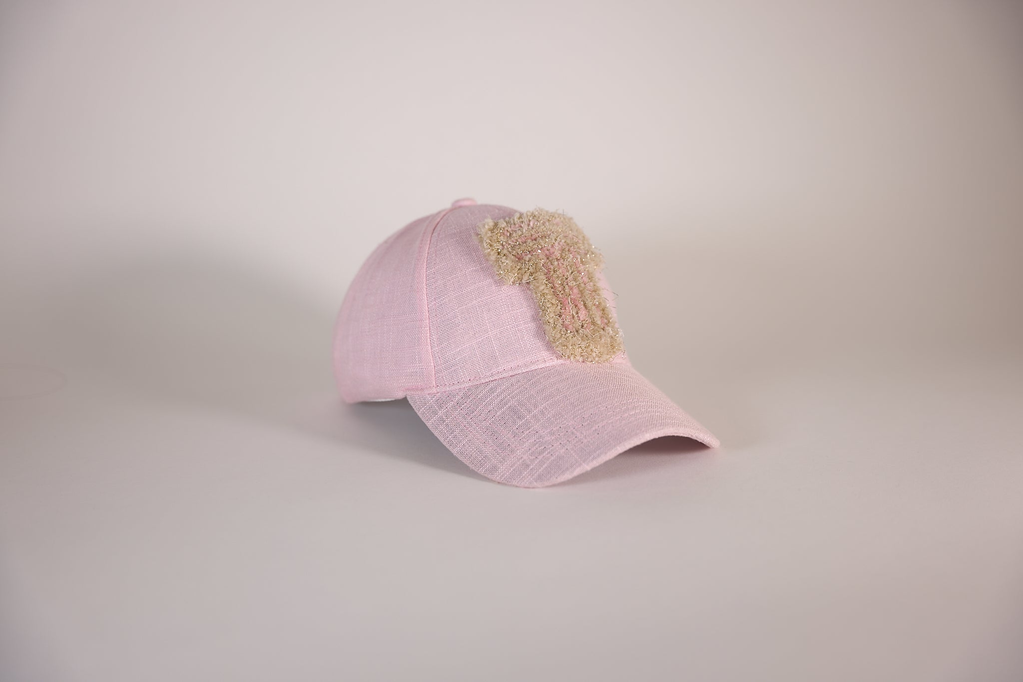 CAP 004 - CASQUETTE LIN ROSE & TUFT MÉTALLISÉ